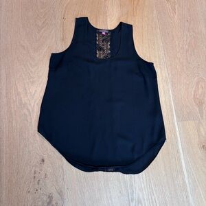 Vince Camuto Black Lace-Accent Tank | XS | Romantic | Boho | Gothic